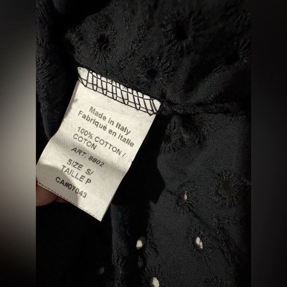 Memory Made in Italy size small eyelet black dress off shoulder cotton - Picture 8 of 12